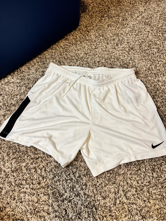 Nike Pants - Women’s Large Nike White Shorts with Black Swoosh and Side Stripe
